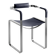 Armchair, silver steel and navy blue leather, contemporary style.