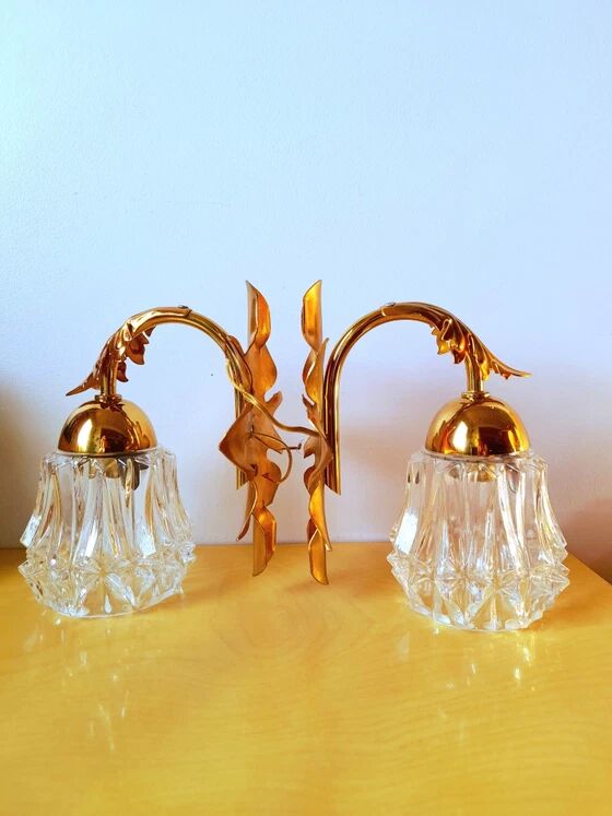 Paire D'Appliques Feuilles D'Acanthes 1970