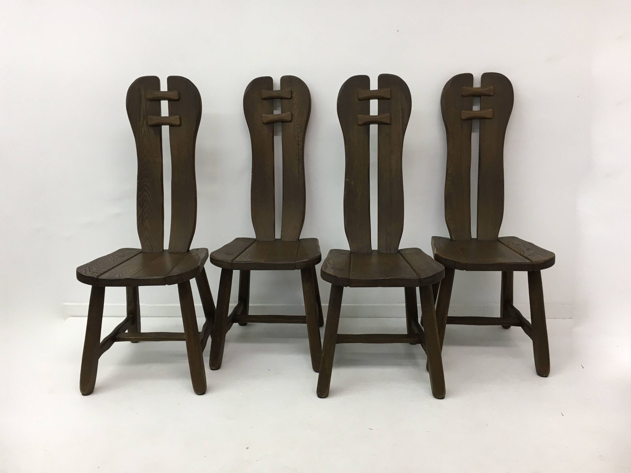 Set of 4 Belgian Brutalist Dining Chairs from De Puydt, 1970’s