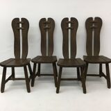 Set of 4 Belgian Brutalist Dining Chairs from De Puydt, 1970’s