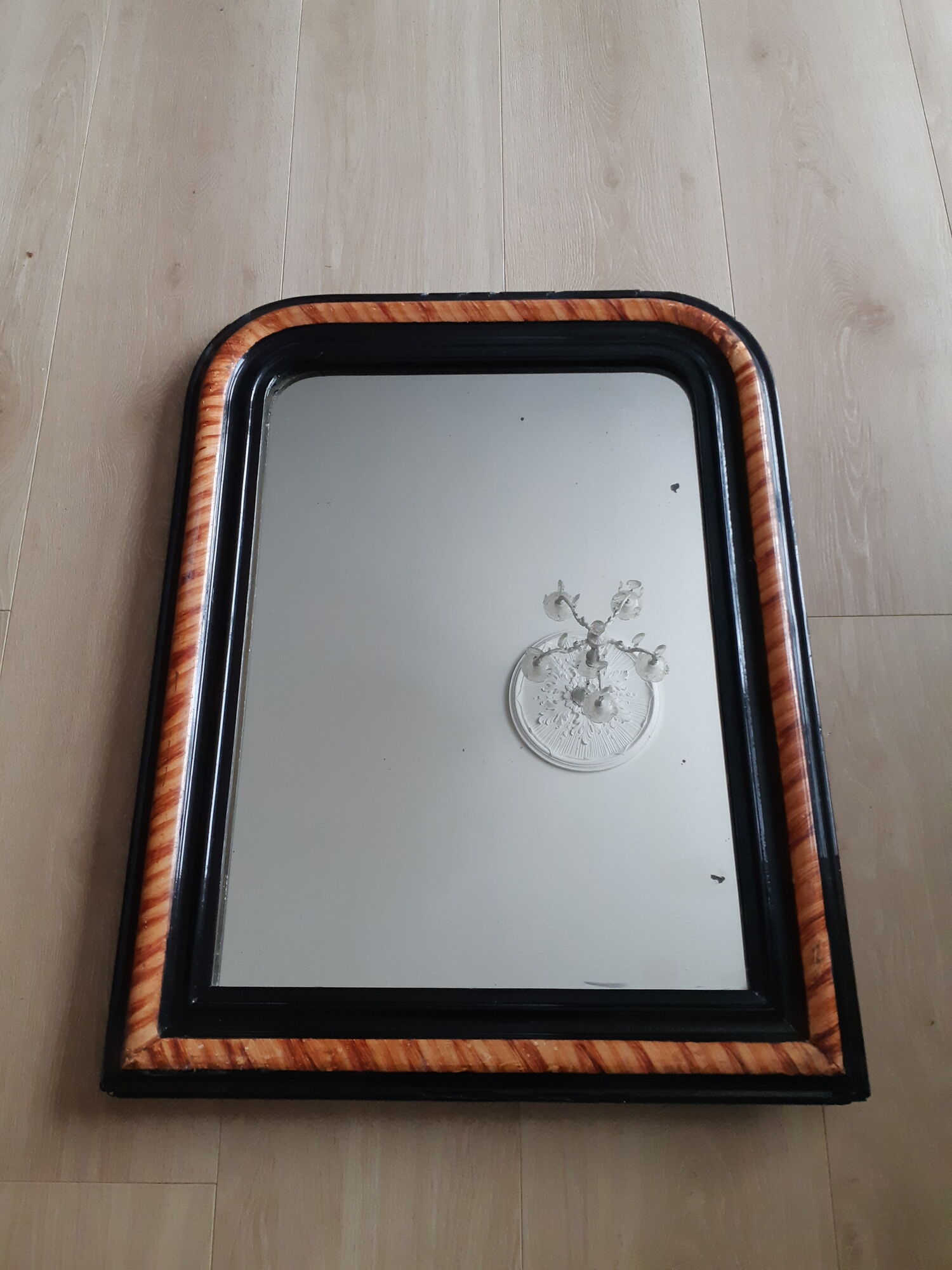 Antique mirror Louis Philippe , fireplace mirror , vintage French , 62 cm x 58 cm