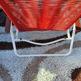 Chaise longue transat scoubidou 1960.