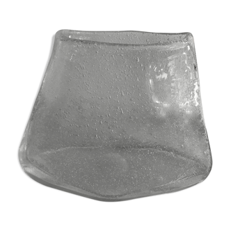 Vase trapézoïdal en verre soufflé et bullé