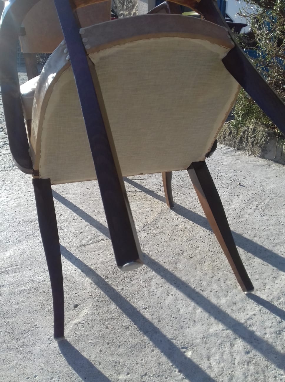 batch of 2 bridge chairs, golden beige color