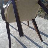 batch of 2 bridge chairs, golden beige color