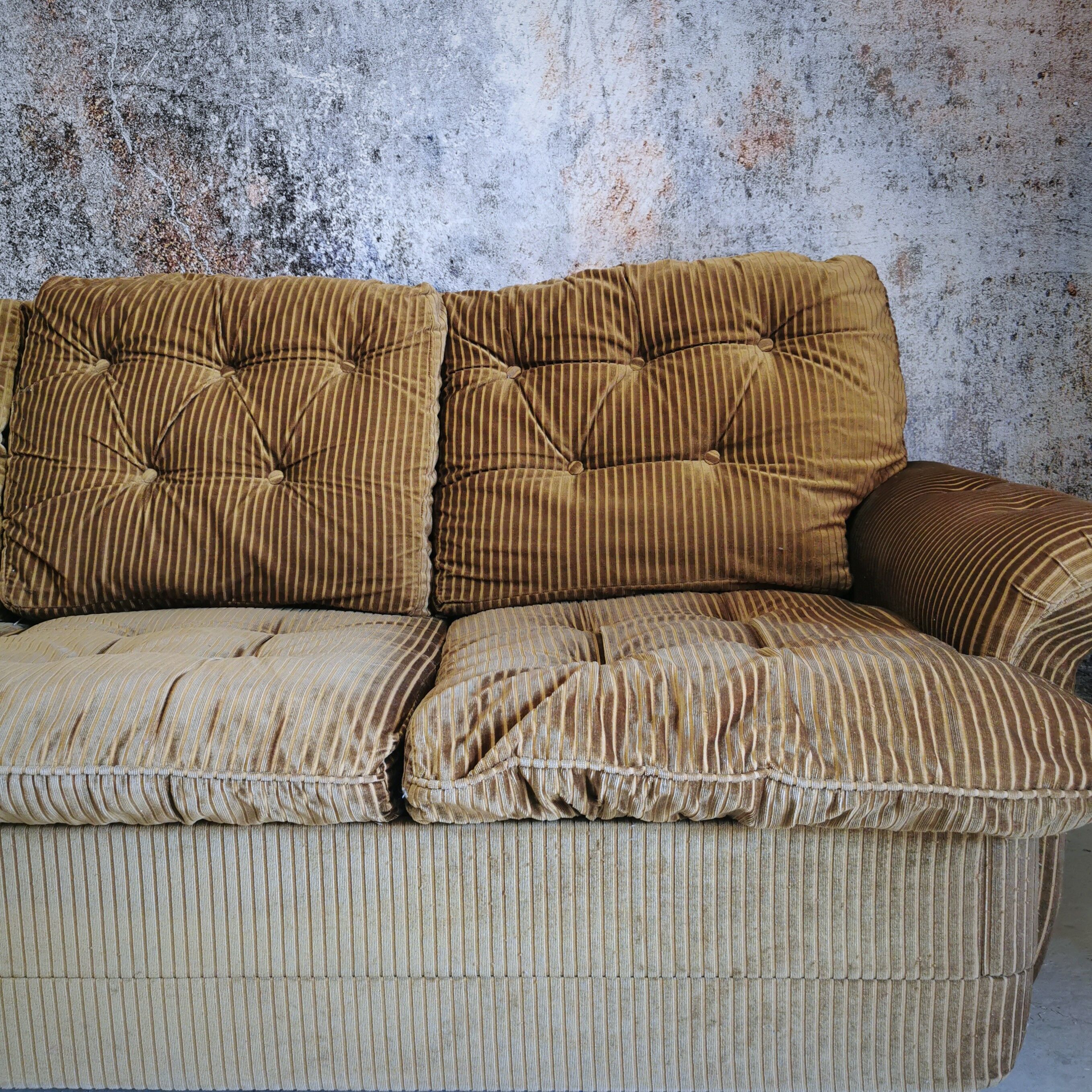 Sofa bed 3 places in corduroy color bronze Roche Bobois