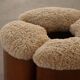 Set of 4 sculptural French Art Deco stools in wood and lamb's wool, 1940s.