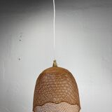 Beehive webbing rattan wicker pendant hanging lamp, 1930s
