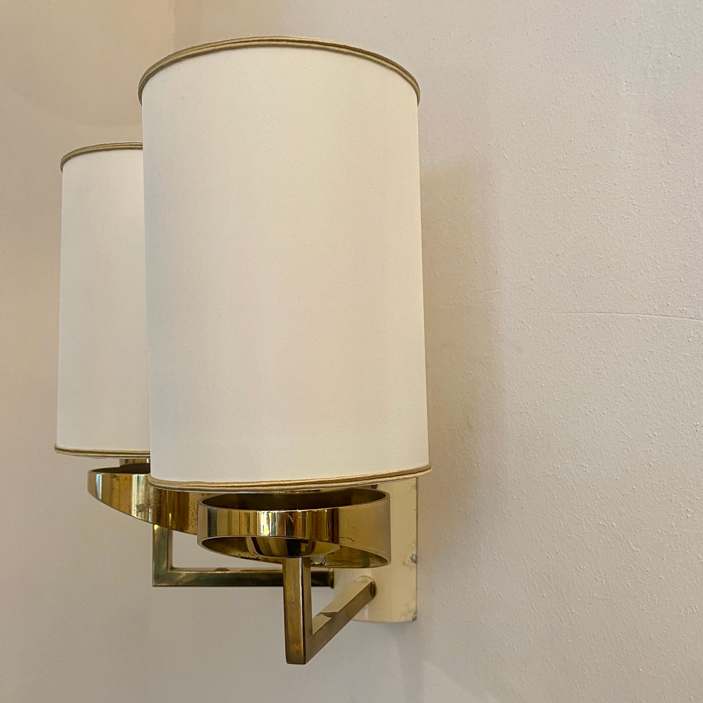 Double lighting wall lamp in brass year 1960