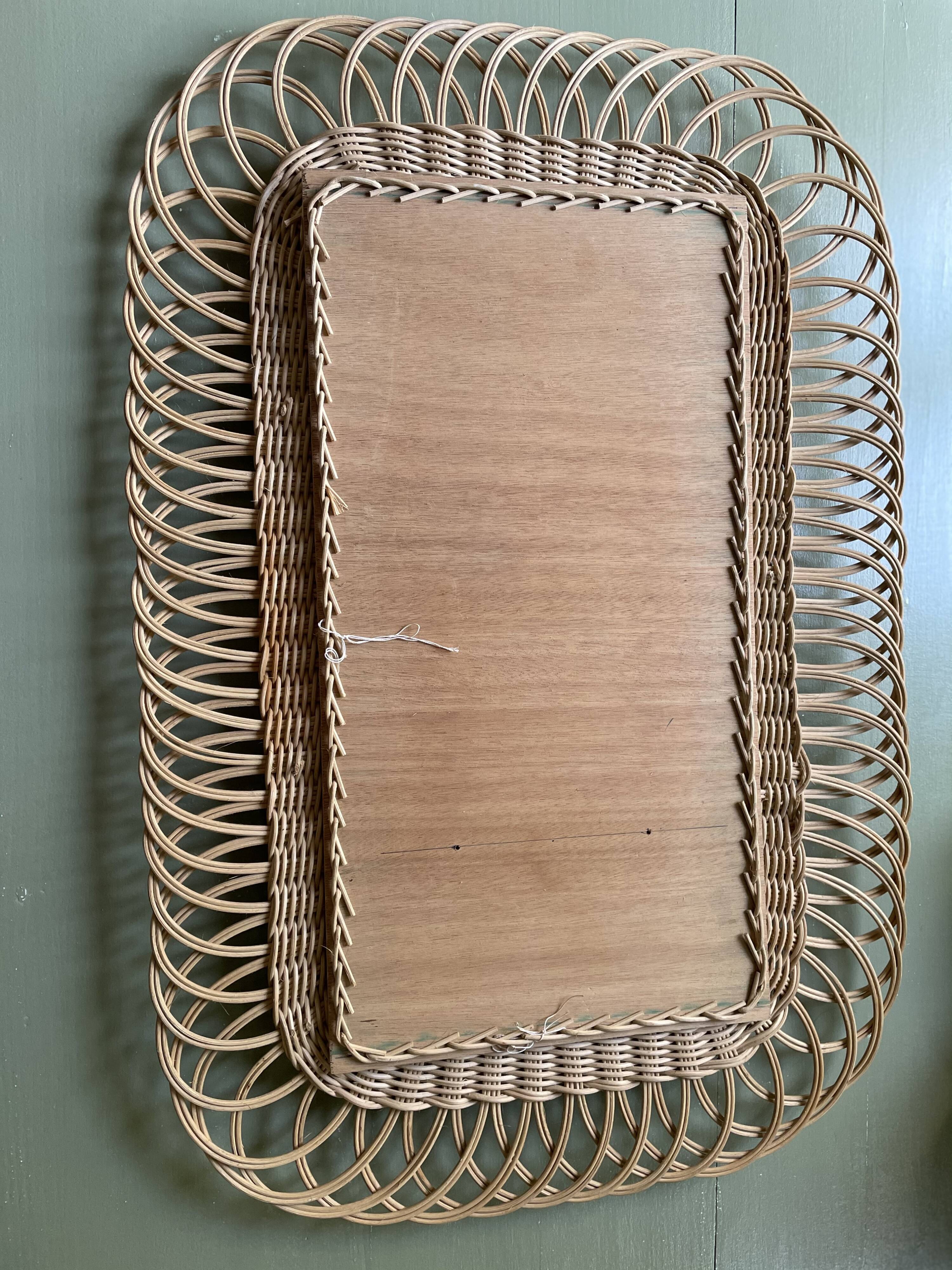 Miroir rotin vintage H72 X L48