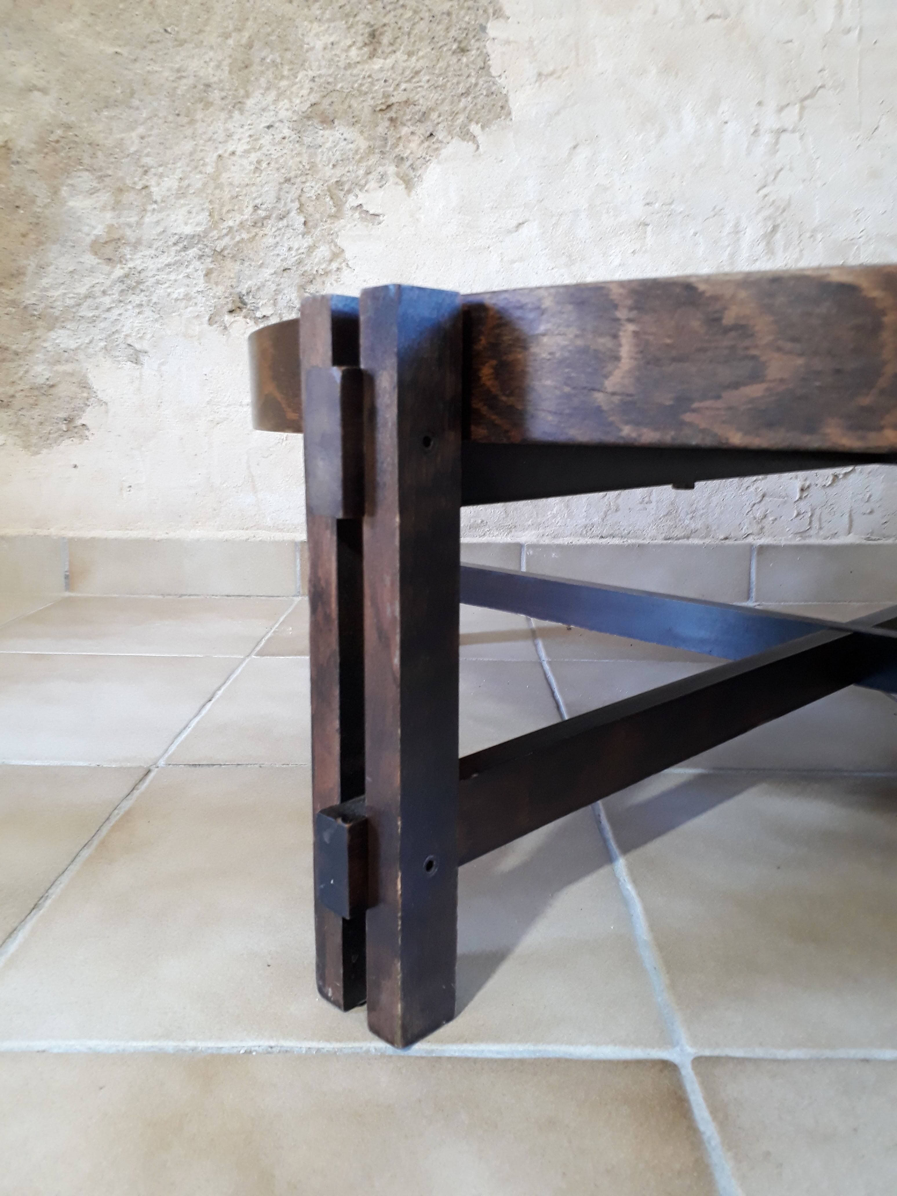 Table palissandre et céramique dite Hérbier par Roger Capron 1960 70