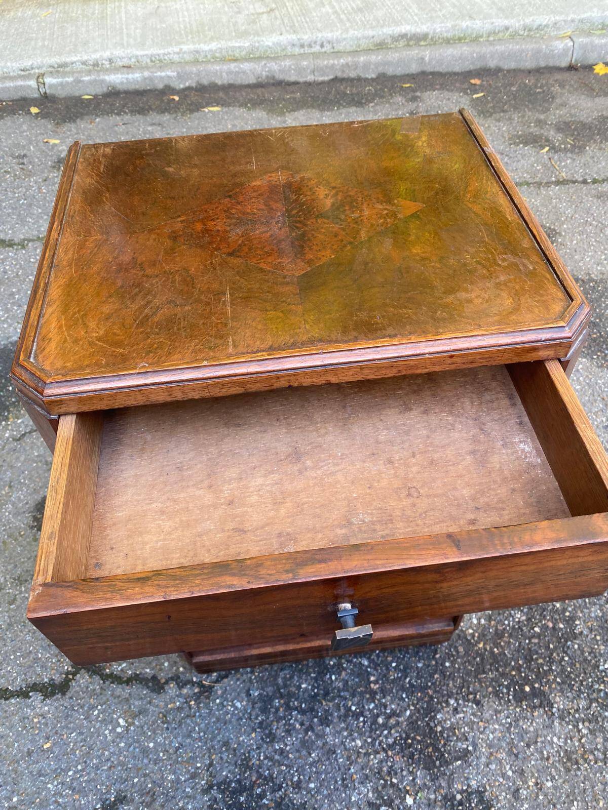 Art Deco solid mahogany bedside table, 1960s