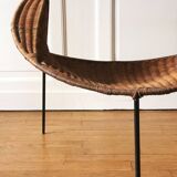 Rush rattan armchair, designed by Maurizio Tempestini for Rima, 1960