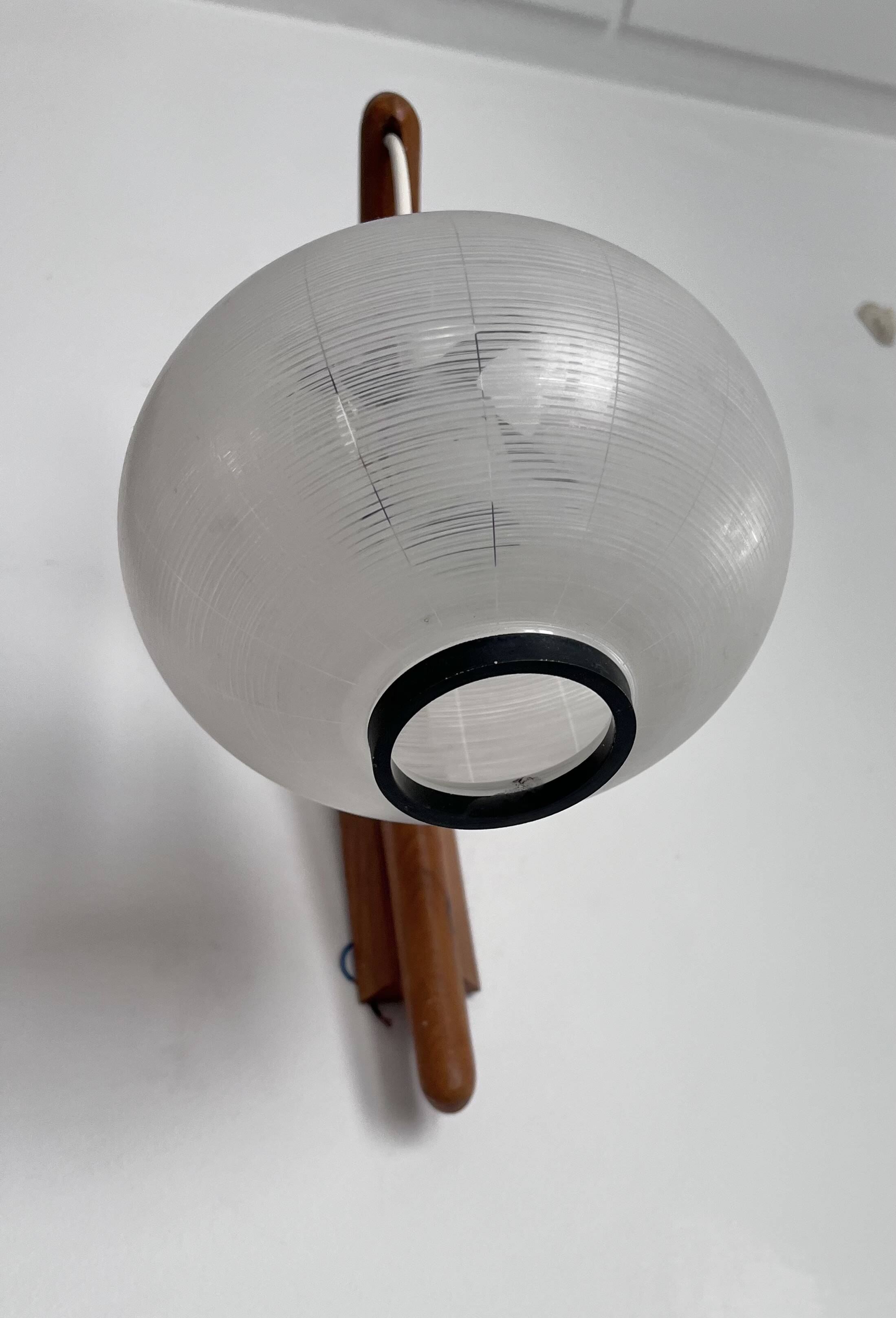 Scandinavian teak opaline wall light
