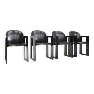 Dialogo black leather dining chairs by Afra and Tobia Scarpa for B&B Italia