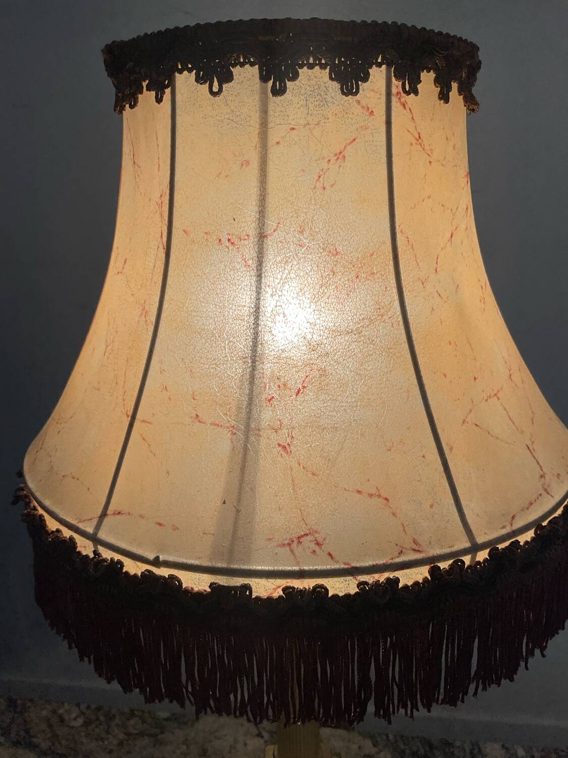 Vintage brass and leather lamp from the 70s