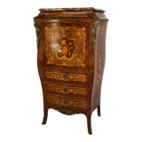 Curved secretary and inlaid with floral branches in Louis XV style