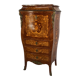 Secrétaire galbé et marqueté de branchages fleuris de style Louis XV