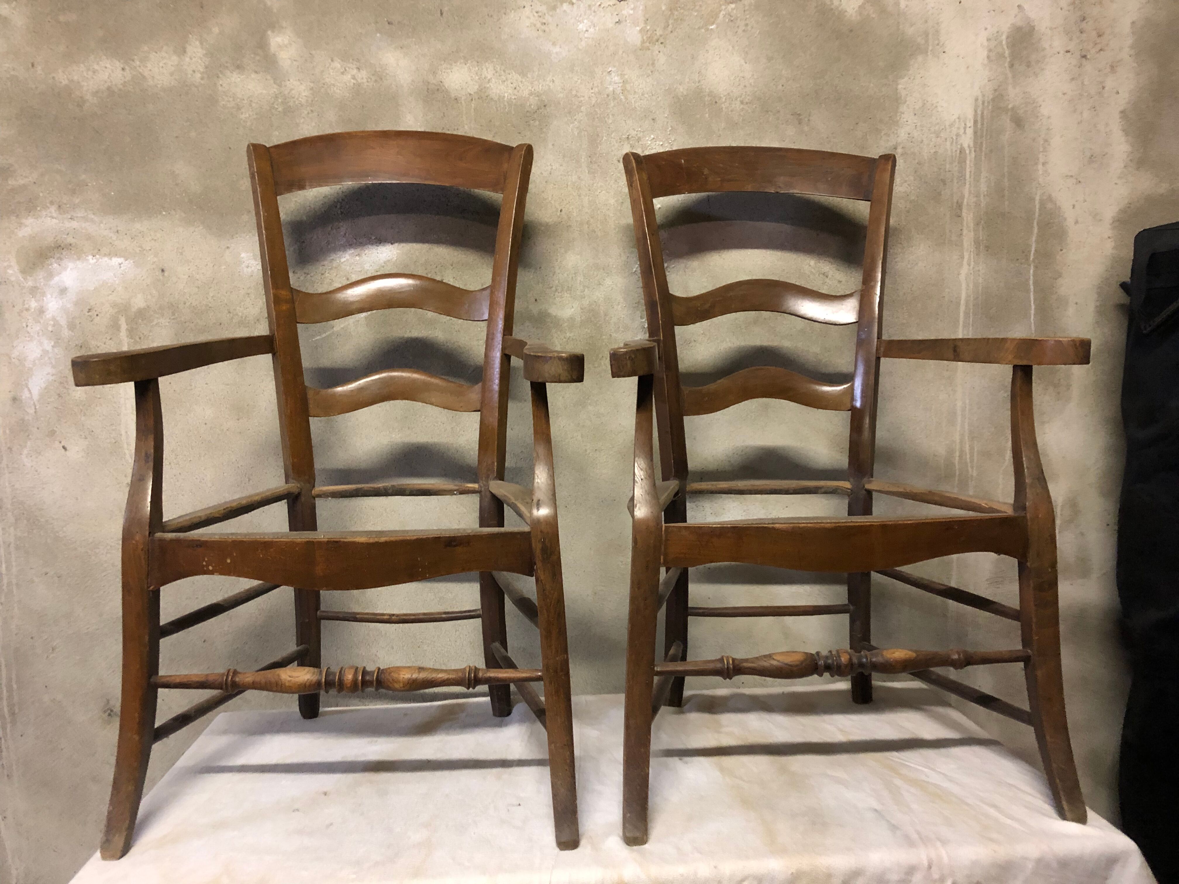 2 Louis Philippe walnut armchairs to be reupholstered