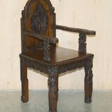 Chinese hand-carved desk from around 1940 with matching chair.