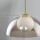 Space-age Italian Brass, Opaline and Plexiglass Pendant Lamp