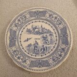 4 old plates talking rebus by factory of Gien