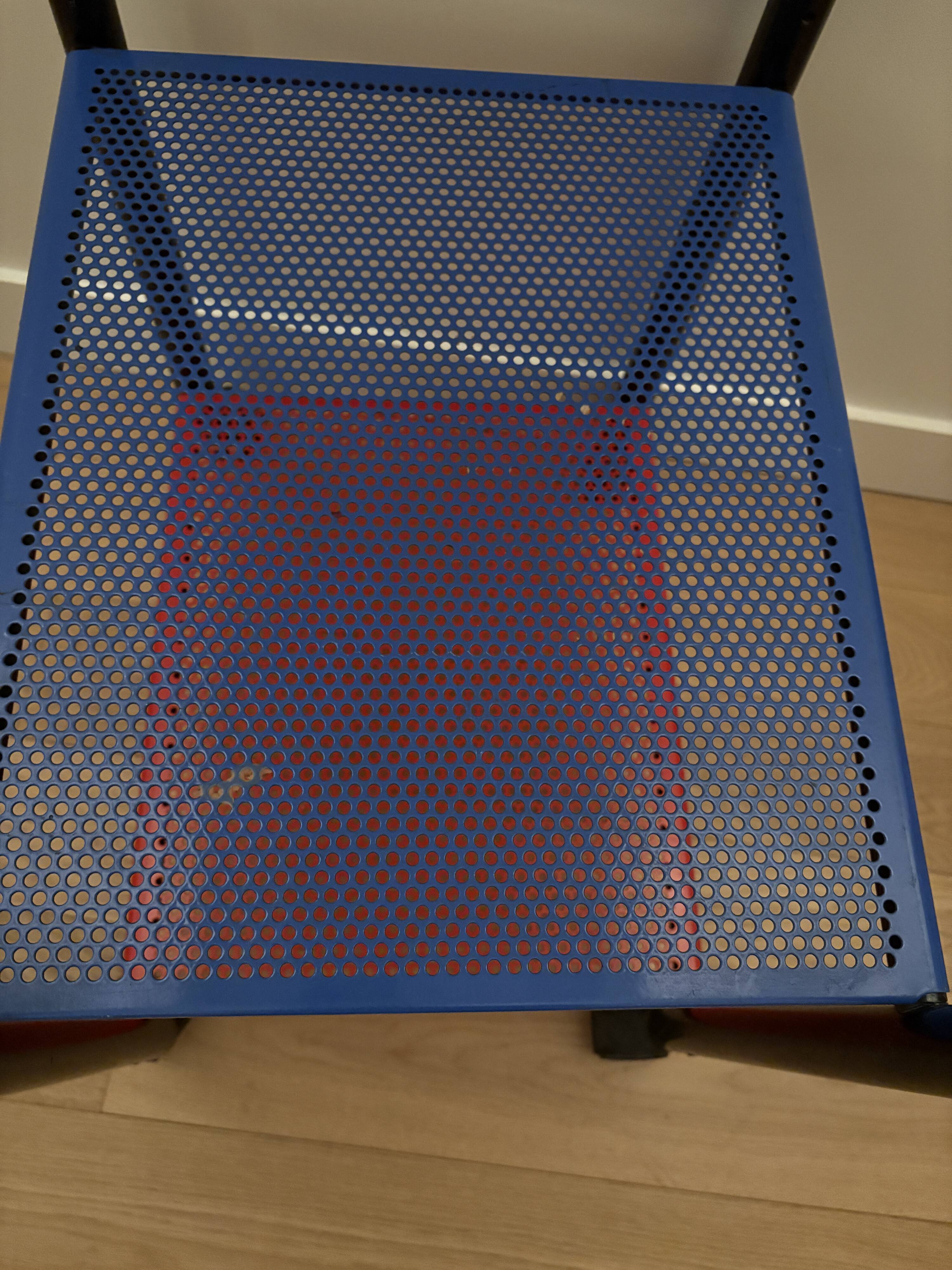 Vintage 4-tier perforated metal serving cart on wheels, 1980s style