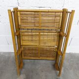 1970s honey-colored folding bamboo shelf