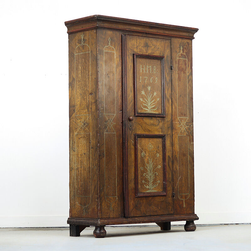 Painted folk art bridal cupboard 1769