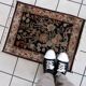 Tapis vintage fait main Tabriz – 48 x 64 cm – Noir & Motif Jardin - 1C971