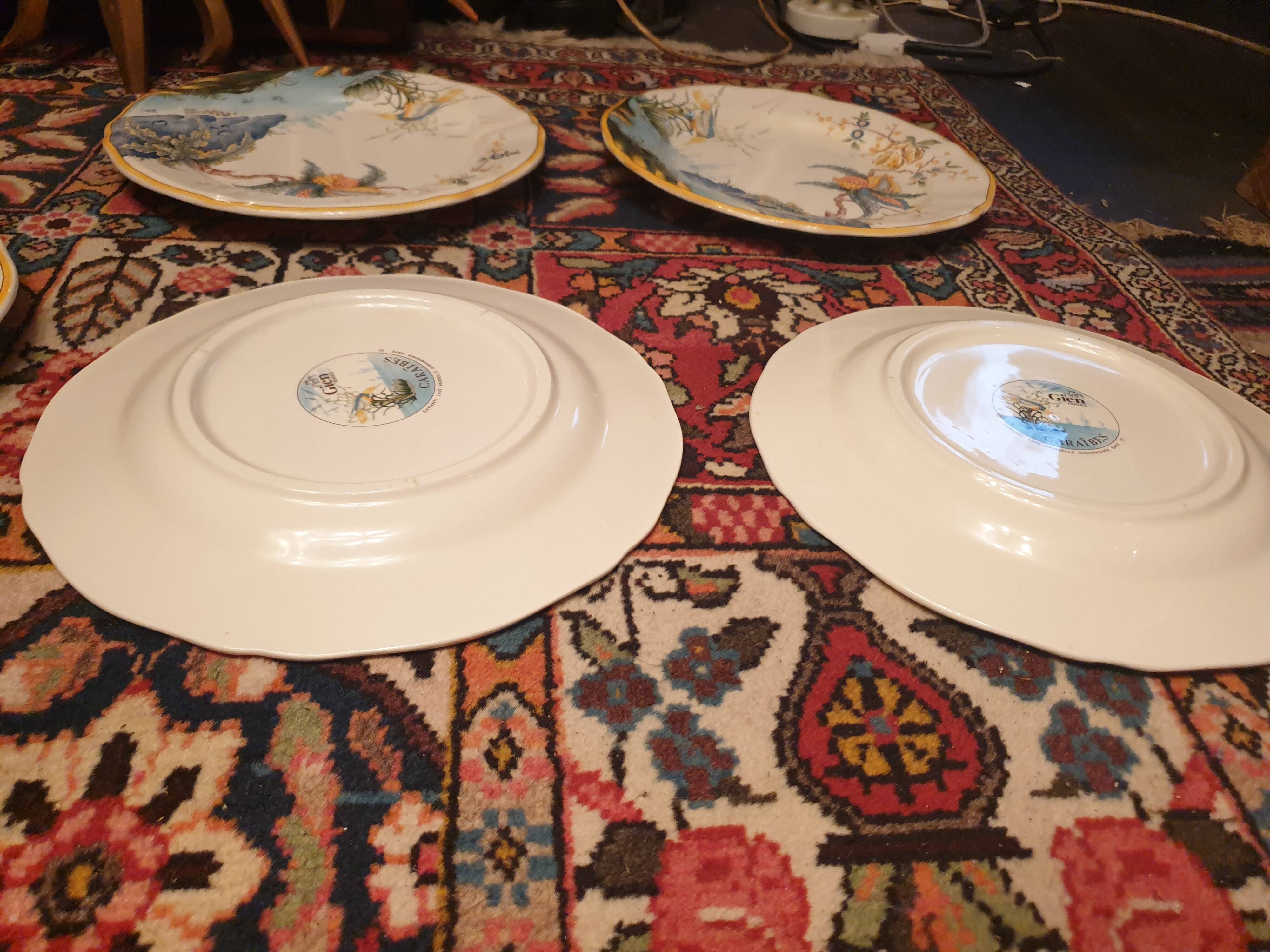 6 Dessert plates Gien France Caribbean