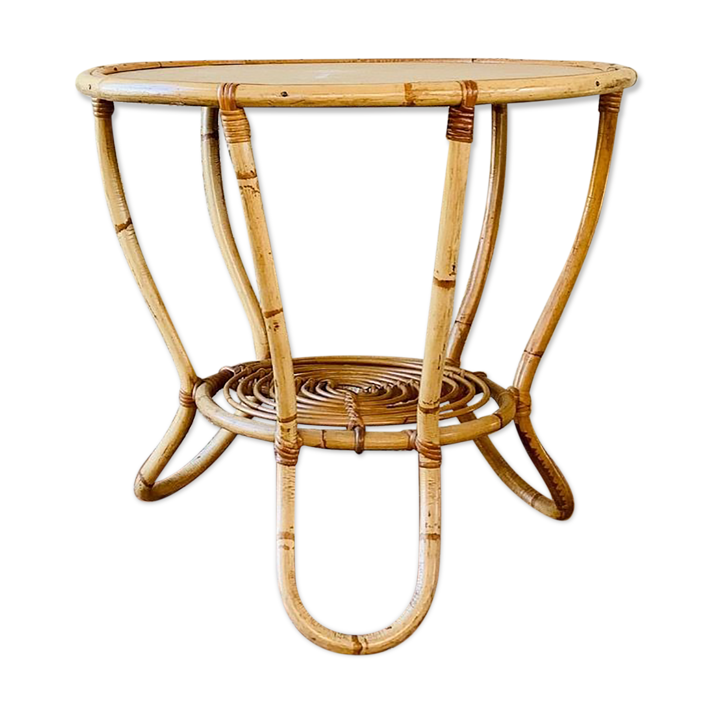 Rattan coffee table with range magazines, vintage circa 60's