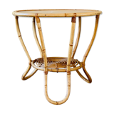 Rattan coffee table with range magazines, vintage circa 60's