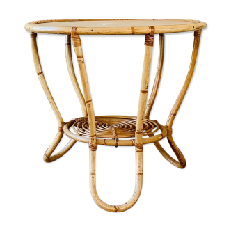 Rattan coffee table with range magazines, vintage circa 60's