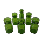 Set de six bocaux vert vintage .