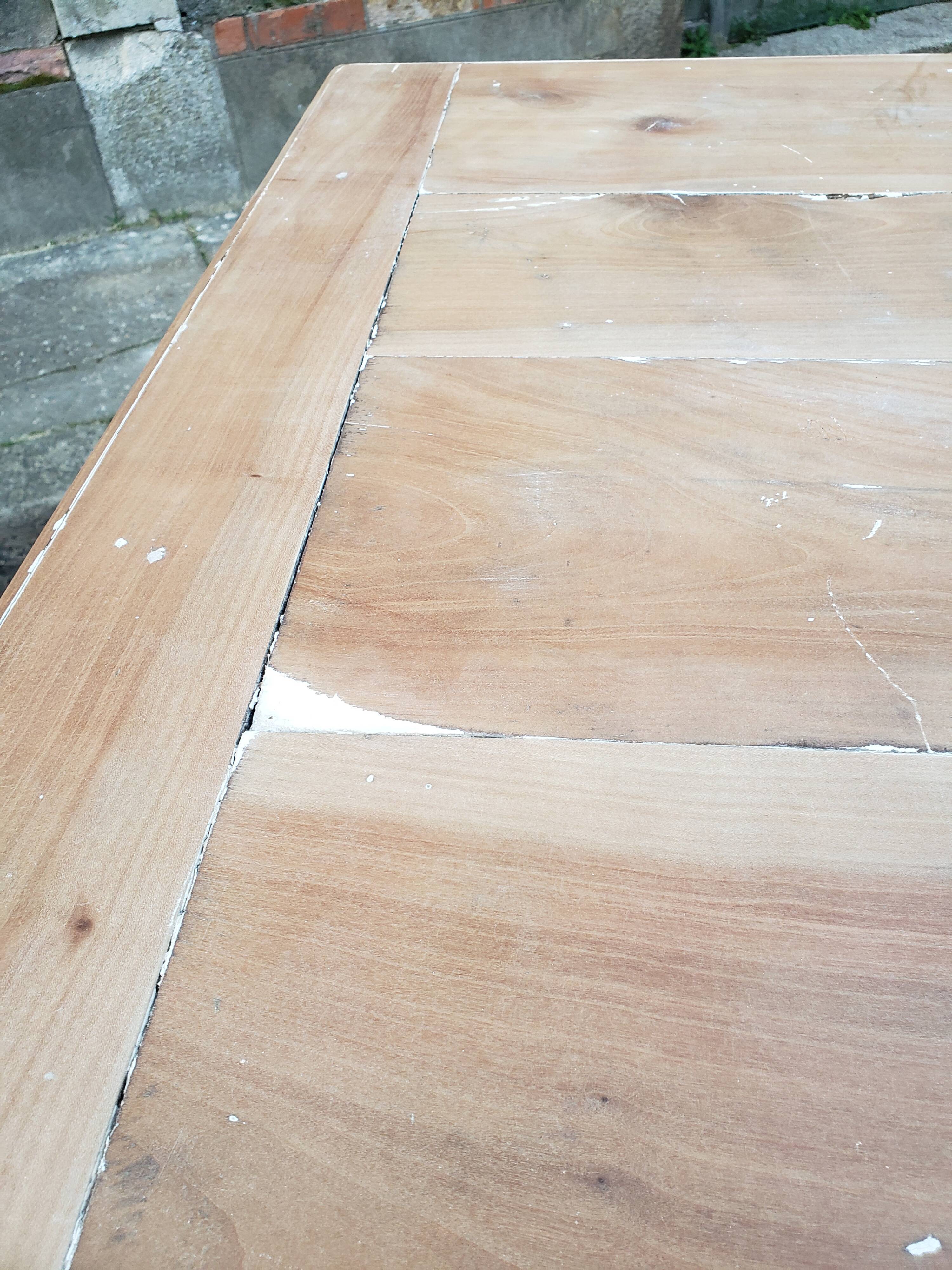 Old patina farm table turned feet