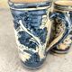 Set of two large vintage glazed terracotta mugs.