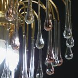 Lady Grace, Chandelier with Pink and Transparent Pendants, Murano Glass, 19