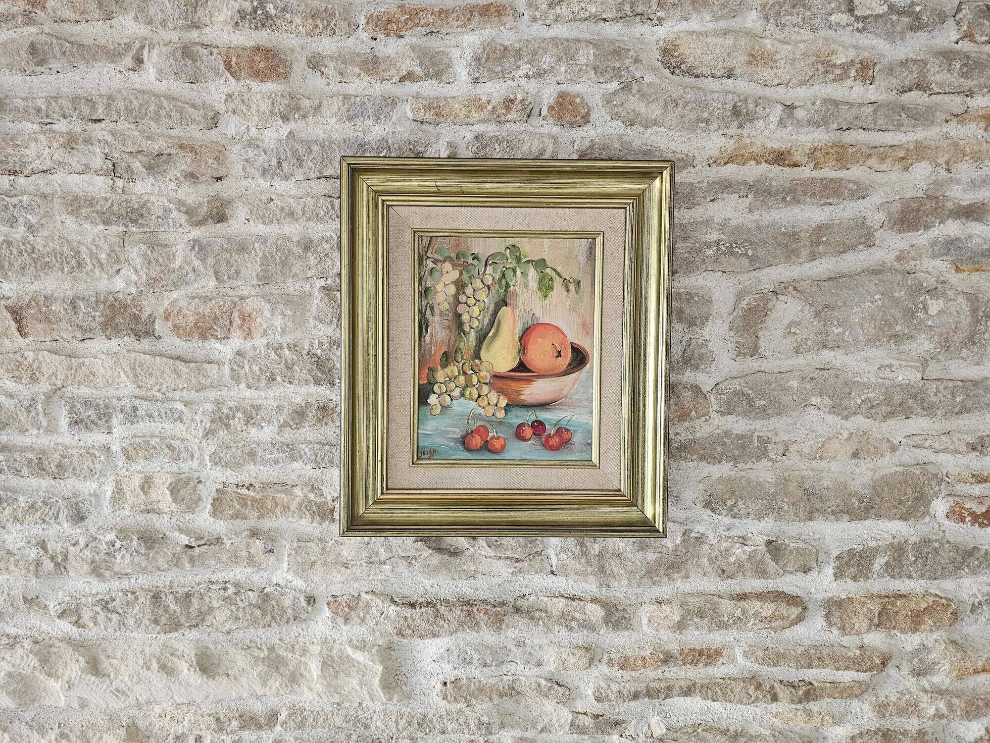 Oil Painting on Canvas Still Life with Fruits Signed Jorgji