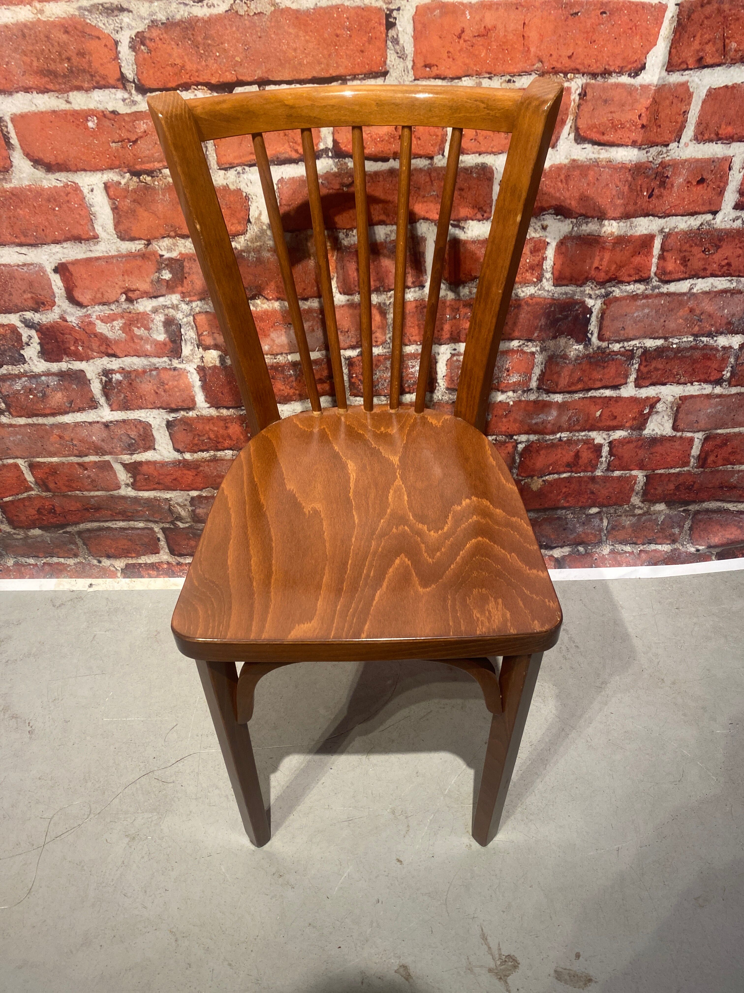 Set of 4 varnished wood bistro chairs