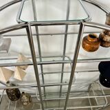 Old circular shelf tubular glazed bookcase art deco style bauhaus design 70s