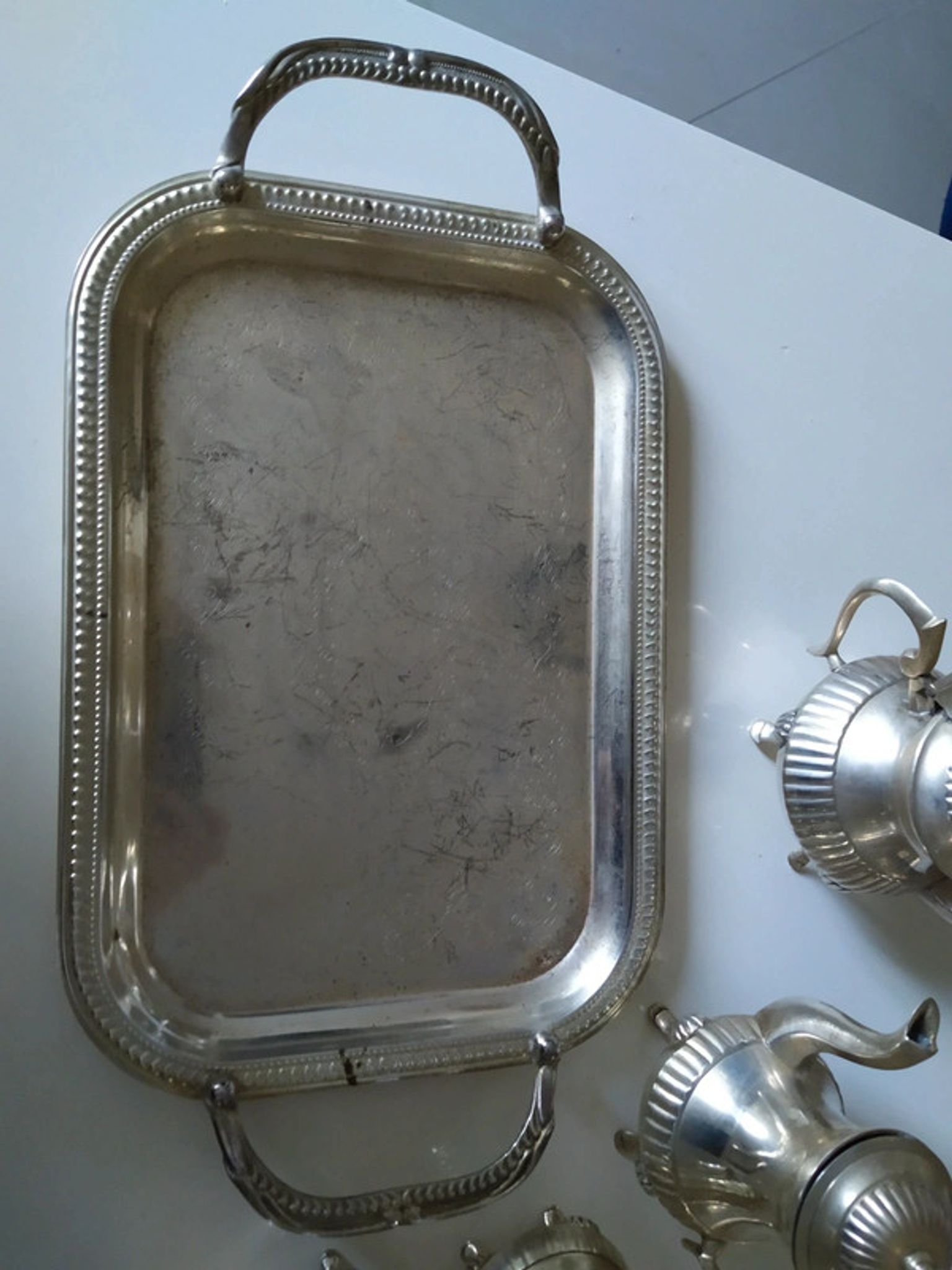 Silver metal coffee set