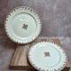 2 round plates Terre de Fer Clairefontaine Rouen sepia 19th century