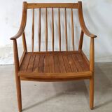 Paire de fauteuils cosy en teck avec coussins