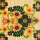 1970s floral patterned tray in rattan and plastic