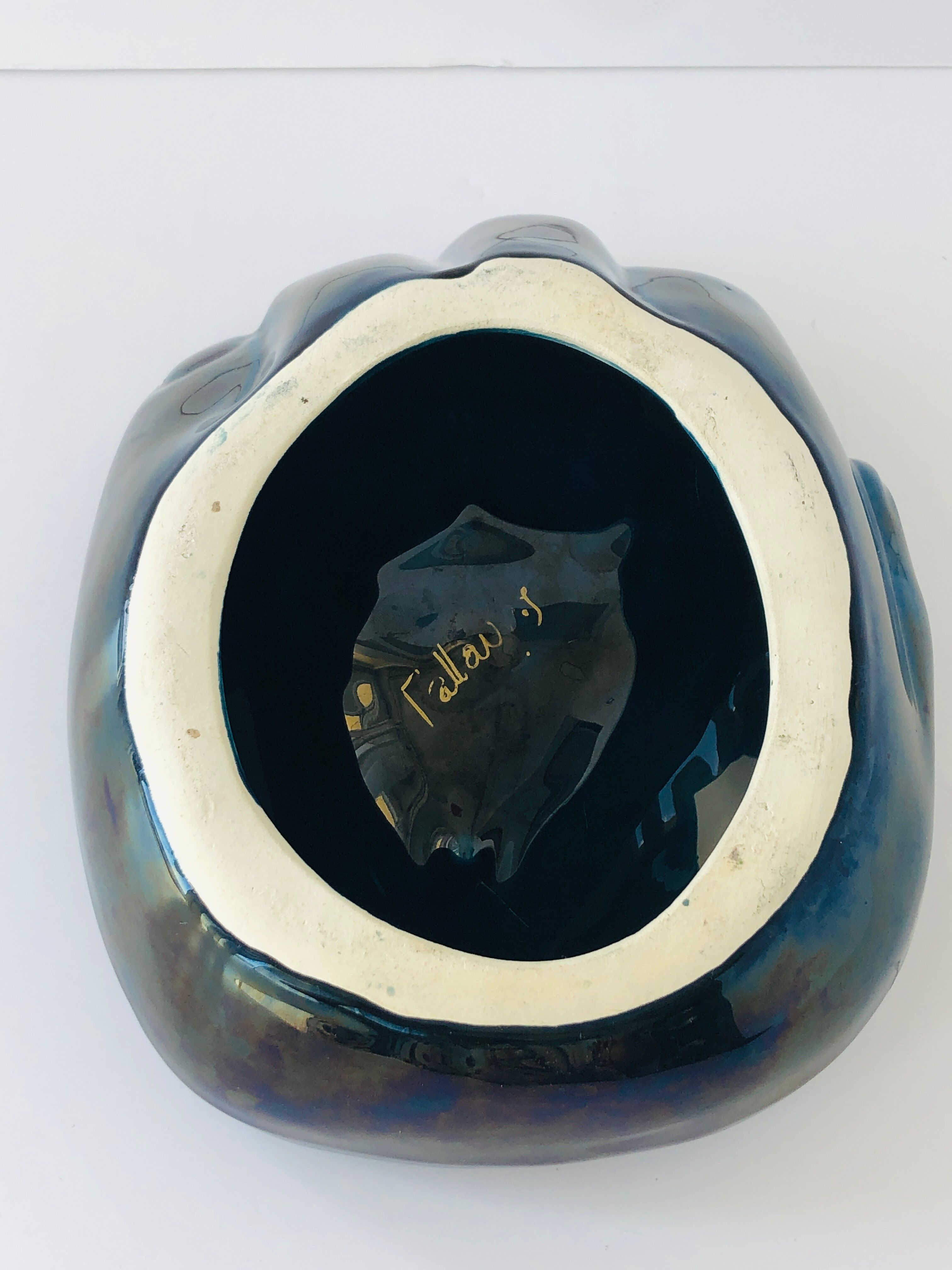 Empty hand oil blue pocket Vintage Vallauris