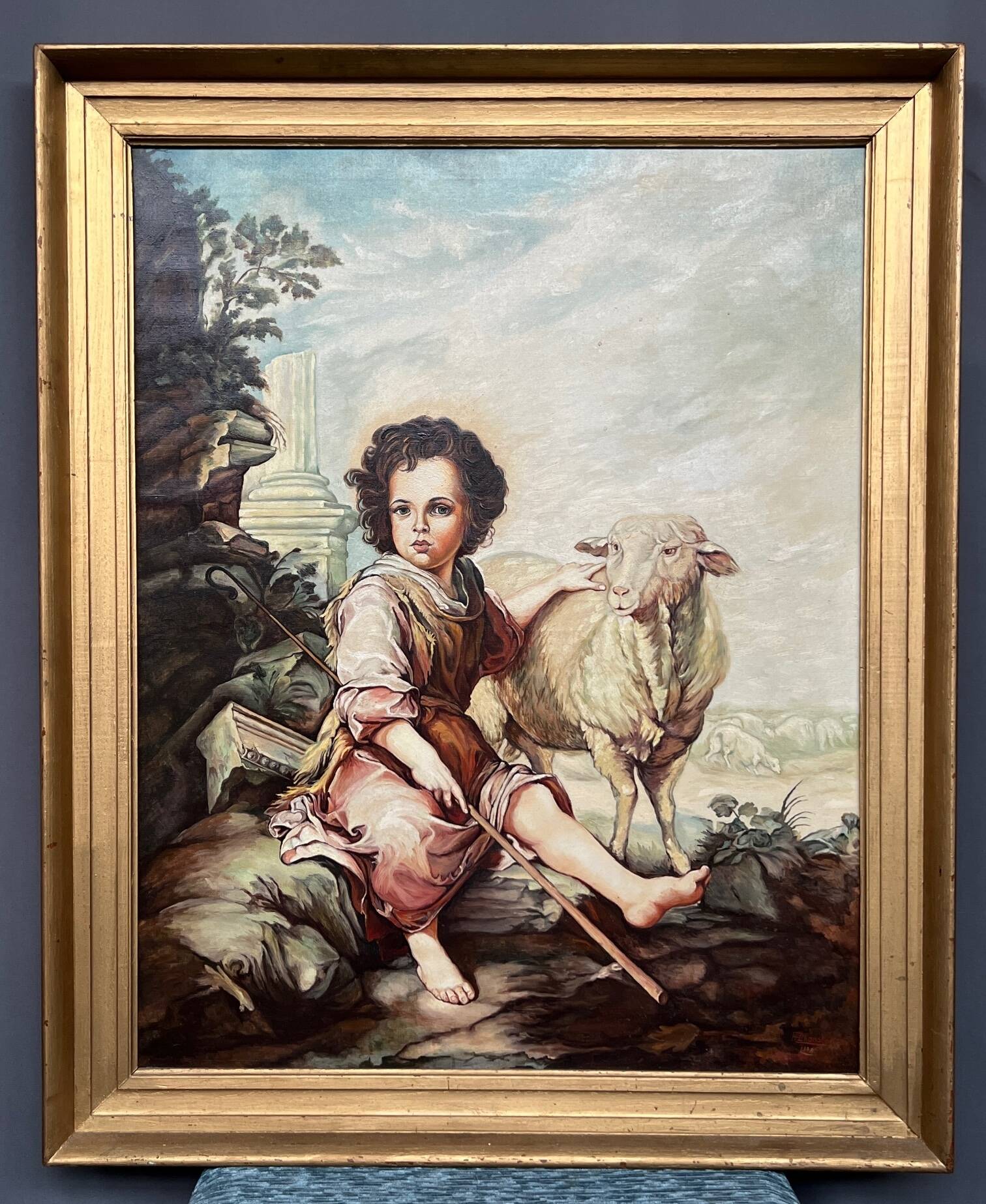 Painting "The Good Shepherd". Oil on canvas.