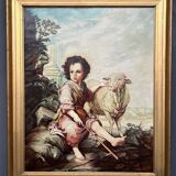 Tableau "Le Bon Pasteur". Huile sur toile.