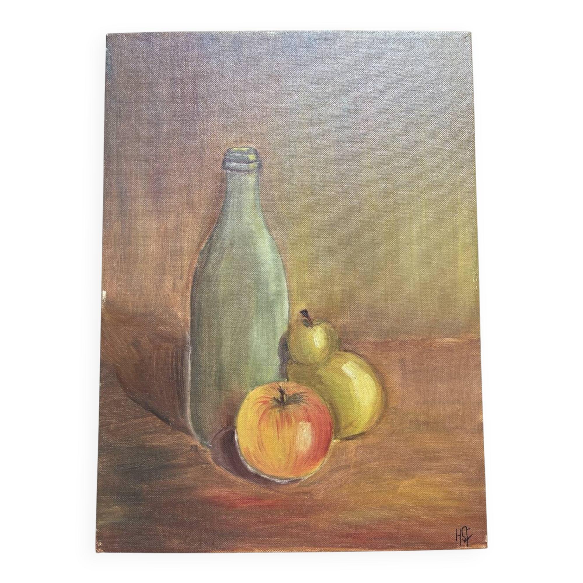 Still life oil on cardboard canvas