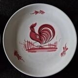 Henriot in Quimper - Set of 6 flat plates - Decorated with a pink rooster